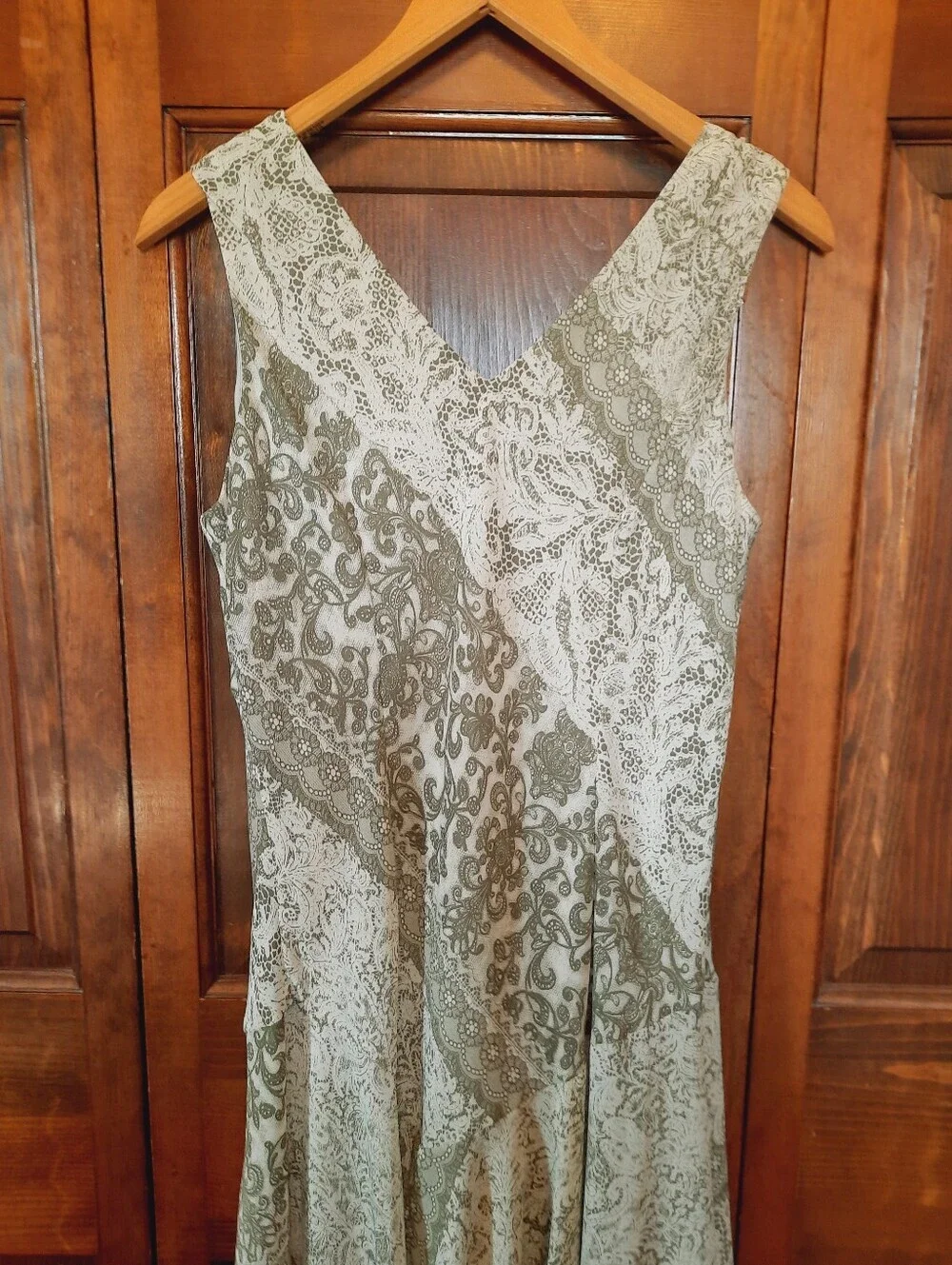 Vintage K Studio Paisley Lace Print Assystemrical Drop Waist Midi Dress Size 14